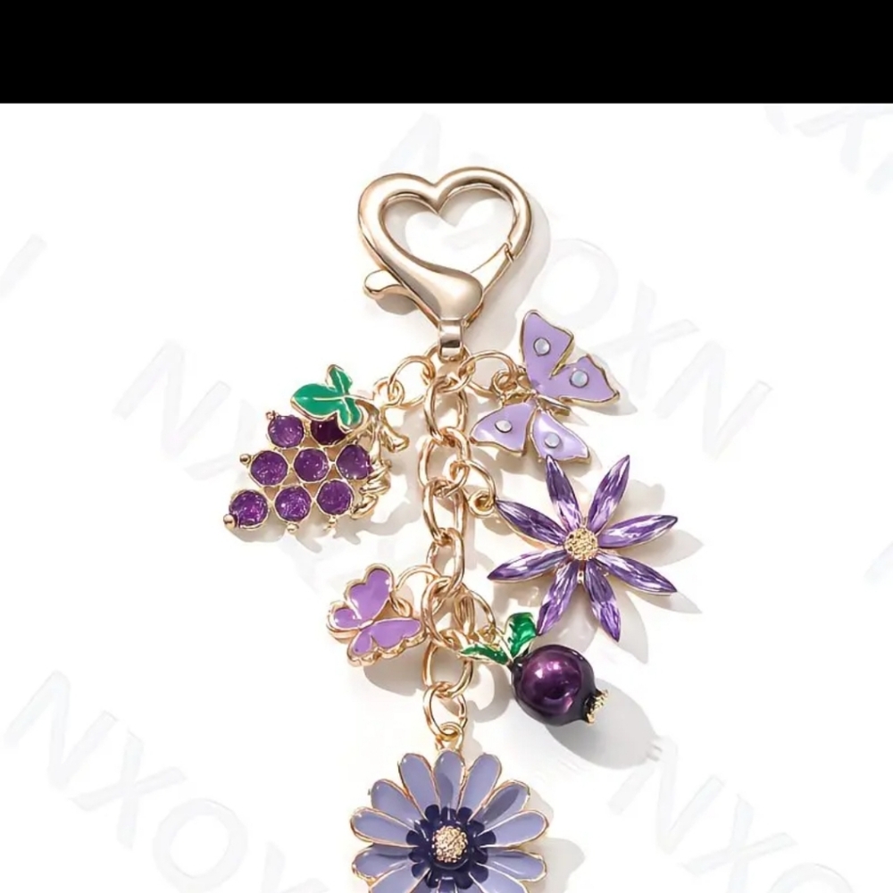 Purple Flower Bag Charm